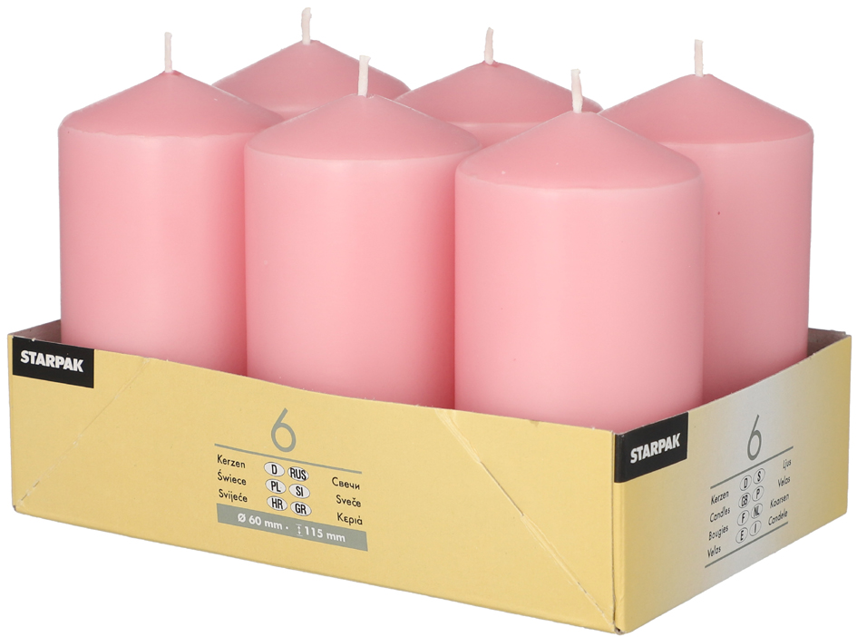 STARPAK Bougie cylindrique, diamètre: 60 mm, vieux rose
