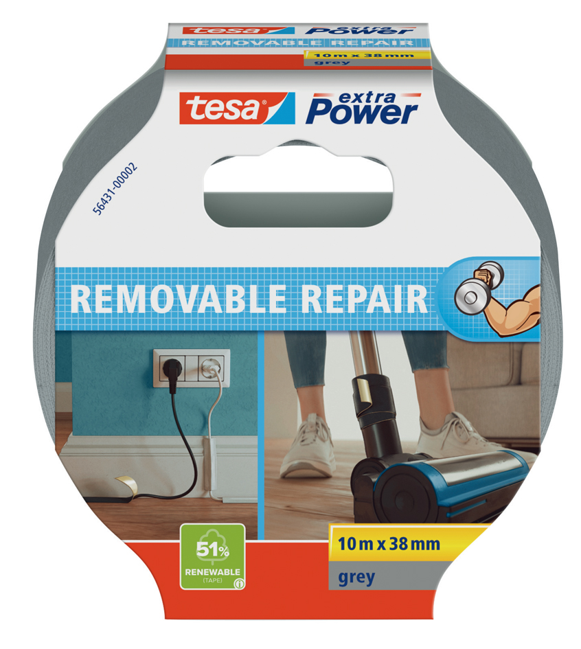 Ruban adhésif toilé extra Power REMOVABLE REPAIR, gris