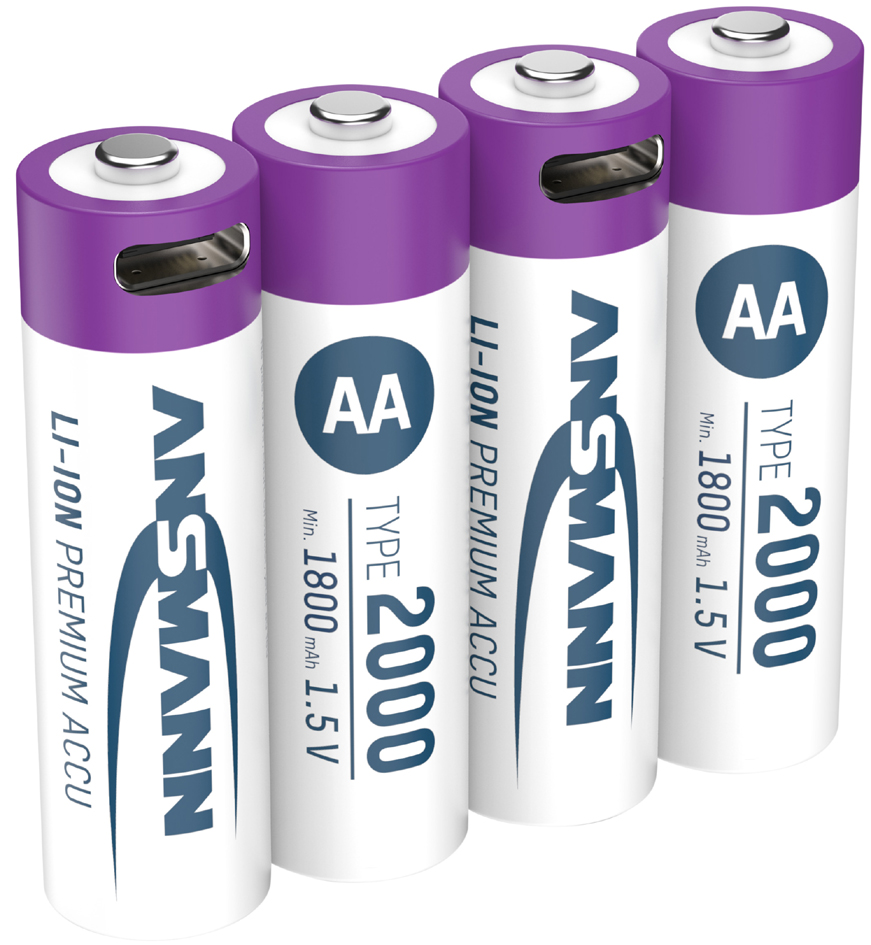 Piles Li-Ion mignon AA avec prise USB-C