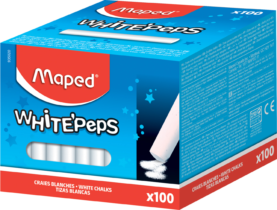 Craie pour tableau WHITE'PEPS, boîte de 100