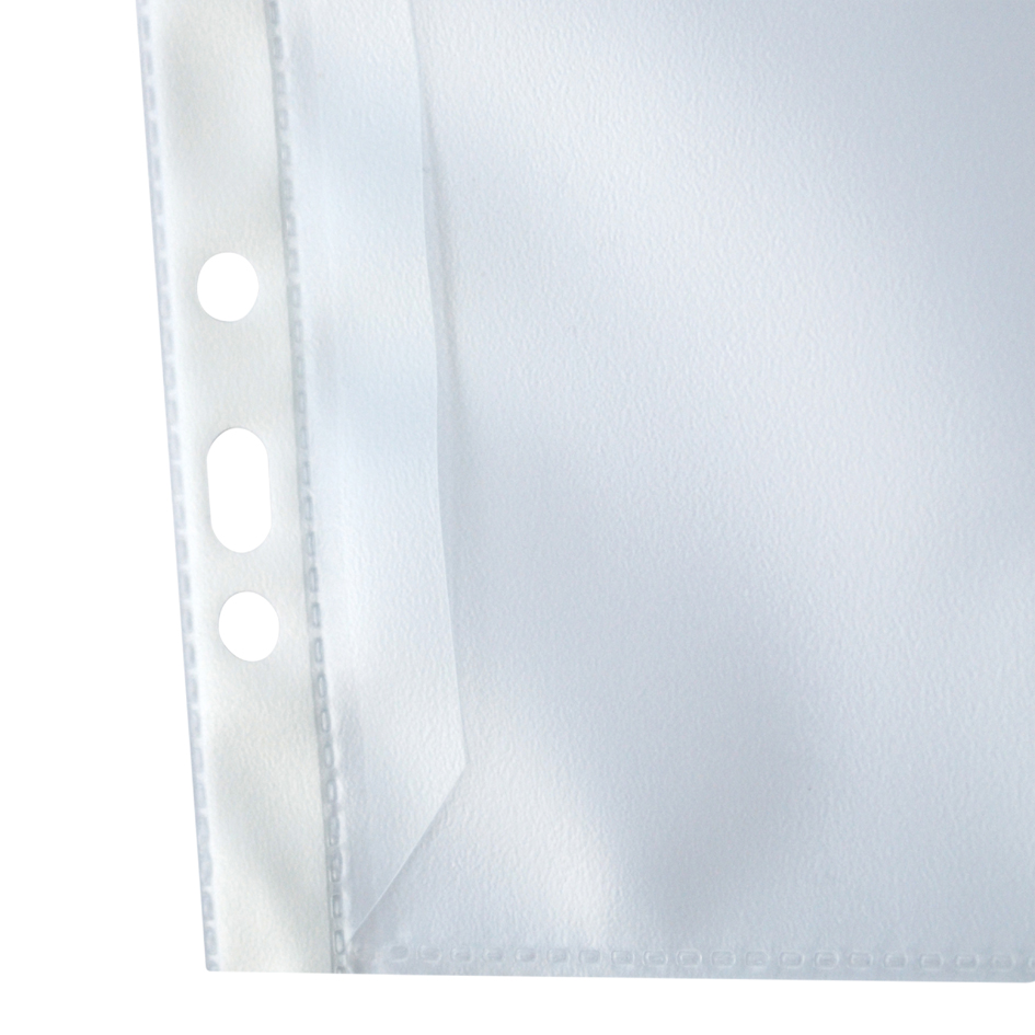 Oxford Pochette perforée avec rabat, A4, PP, 0,12 mm ouvert à droite, rabat de fermeture A4 PP 0,12 mm transparent grainé 100