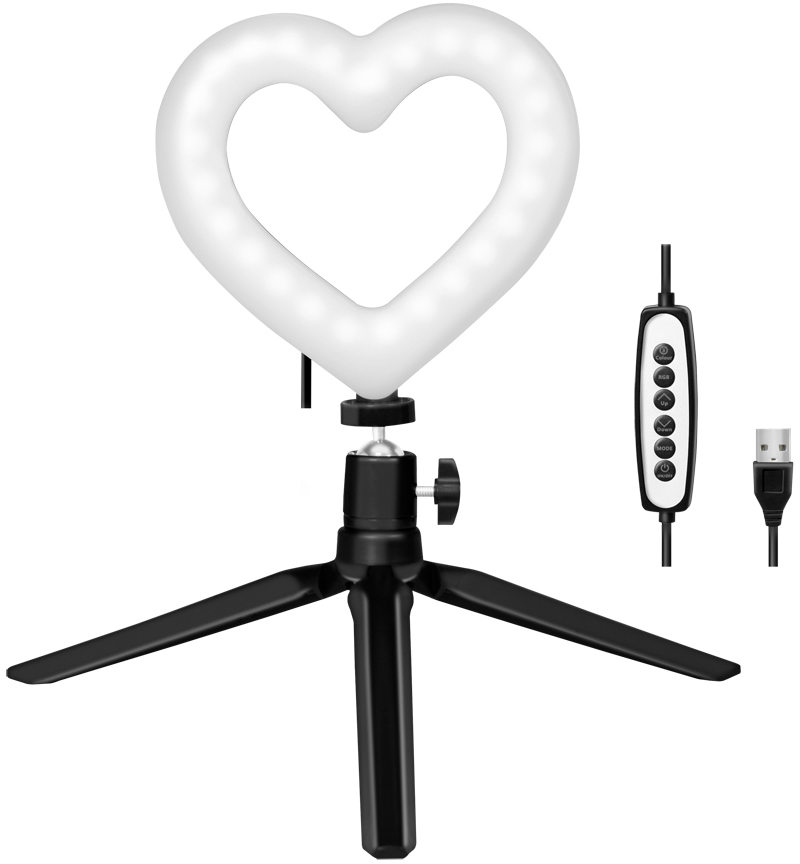 Trépied à LED avec coeur, avec contrôle de l'éclairage