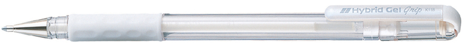 Pentel Stylo roller à encre Hybrid Gel Grip K118L, blanc