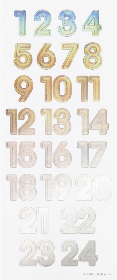 folia Stickers calendrier de l'Avent 'NUMBERS IRIDESCENT'