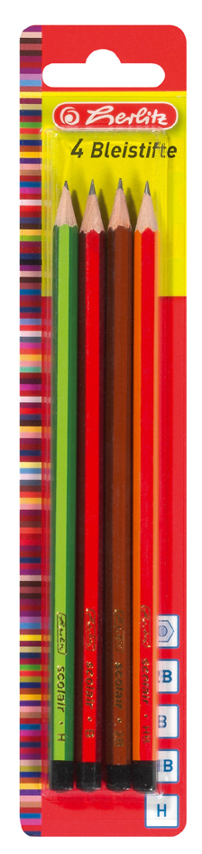 herlitz Crayon Scolair, hexagonal, set de 4, assorti