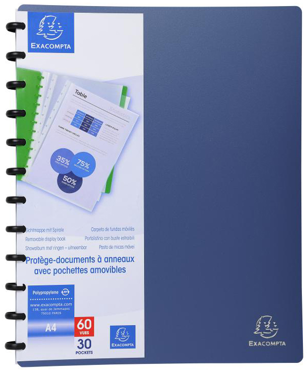 EXACOMPTA Protège-documents, A4, 30 pochettes, bleu