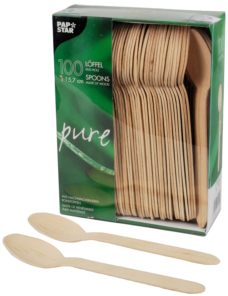 PAPSTAR Cuillère en bois 'pure', longueur: 157 mm, par 100