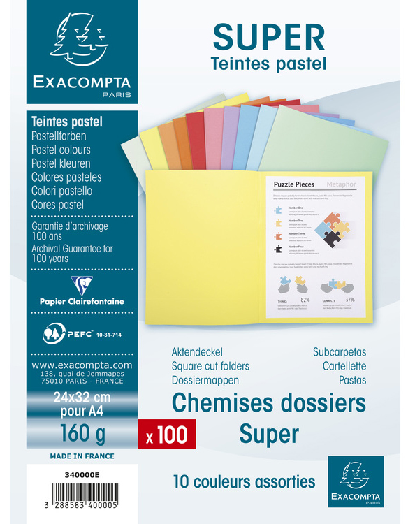 EXACOMPTA Chemise dossier SUPER 160, A4, assorti