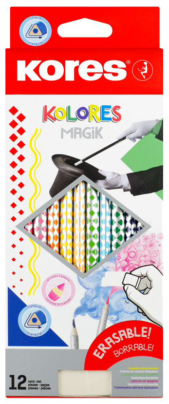 Kores Crayon de couleur 'KOLORES Magik' effaçable,étui de 12