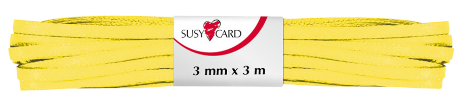 SUSY CARD Ruban cadeau 'double satin', 3 mm x 3 m, jaune