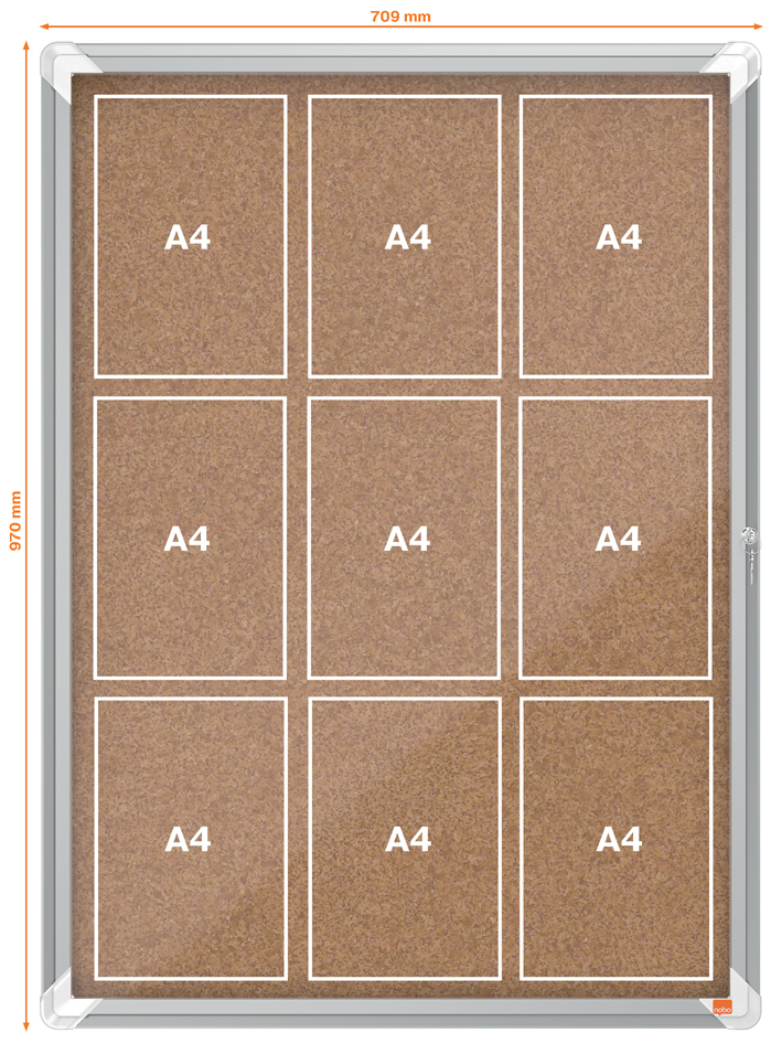 nobo Vitrine d'affichage en liège Premium Plus, 9 x A4