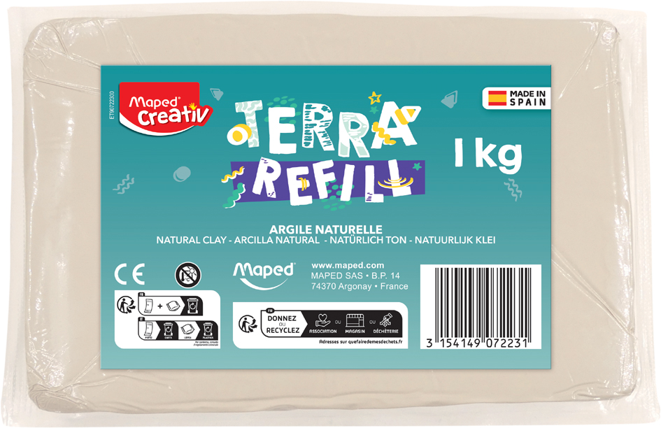 Maped Creativ Recharge d'argile pour tour de poterie, 1 kg 1 kg naturel
