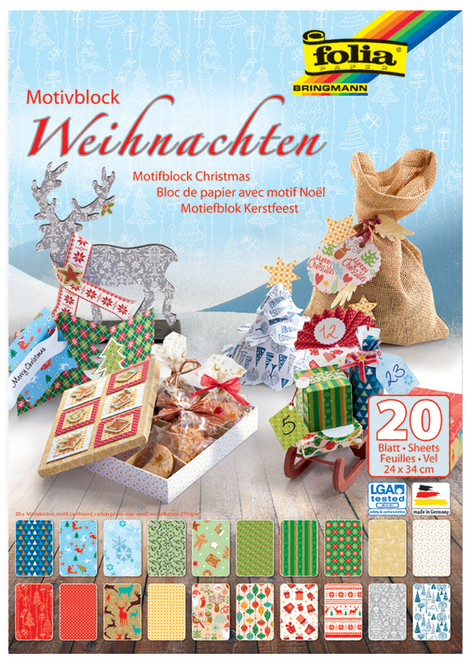 folia Bloc de papier avec motif 'Noël III', 240 x 340 mm