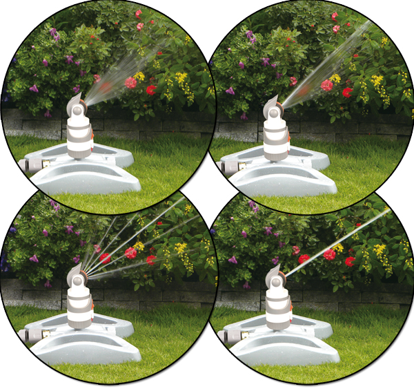 Bradas Arroseur circulaire WHITE LINE, 4 fonctions,sur socle 4 fonctions gris / blanc / orange