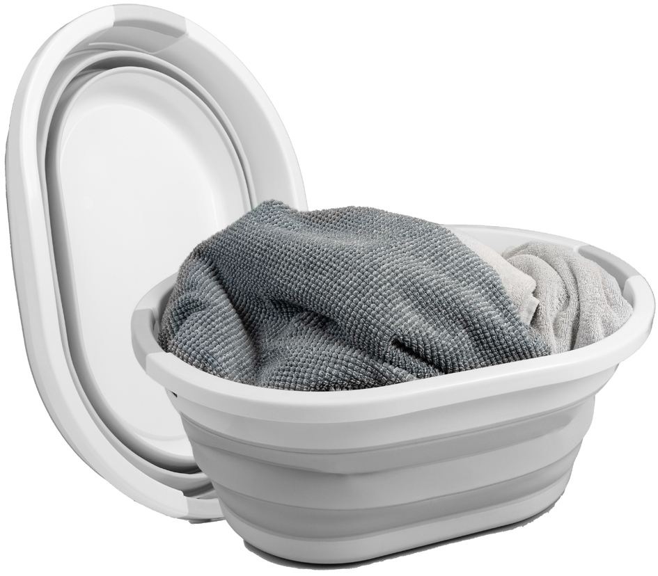 Linden Berg Corbeille à linge, pliable, gris/blanc
