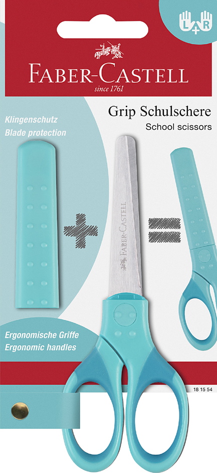 FABER-CASTELL Ciseaux scolaires GRIP, en blister, turquoise