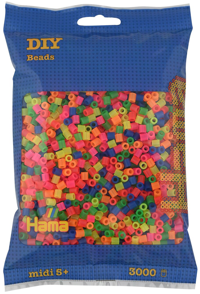 HAMA Perles à repasser midi 'Mix Fluo', sachet de 3.000