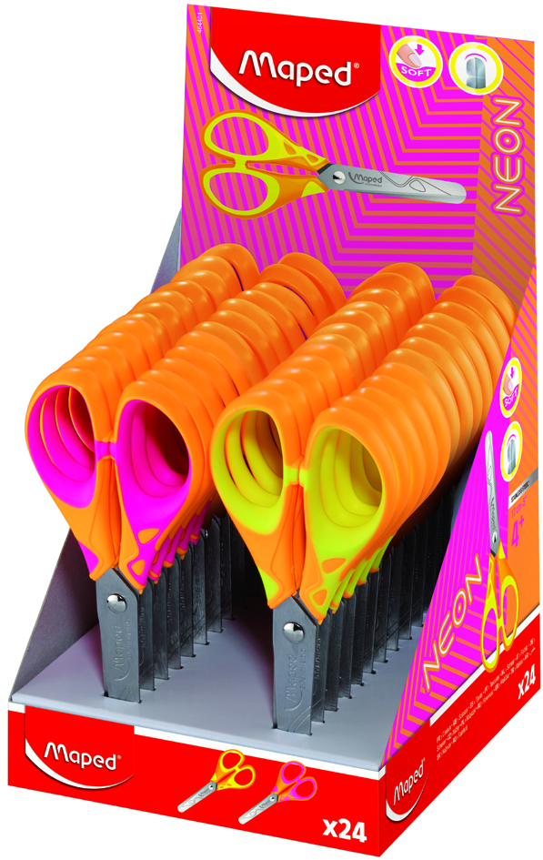Maped Ciseaux Pulse Soft NEON, 130 mm, présentoir de 24