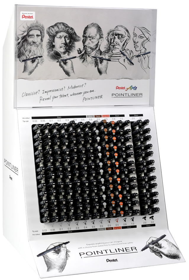 Feutre technique Pointliner S20P, présentoir de comptoir