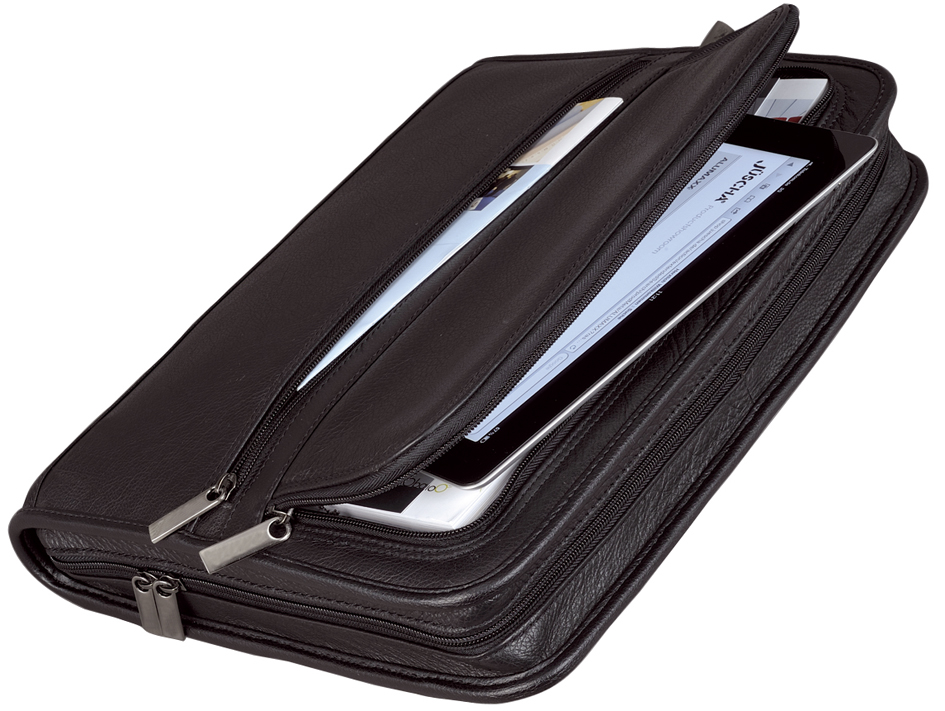 Alassio Serviette classeur 'CARPO', A4, cuir nappa, noir