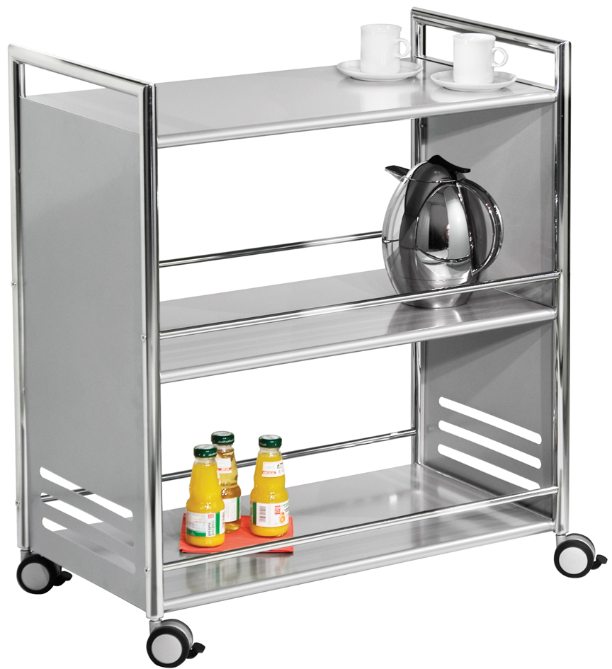 kerkmann Chariot de service, en acier, 3 étages, gris/chrome