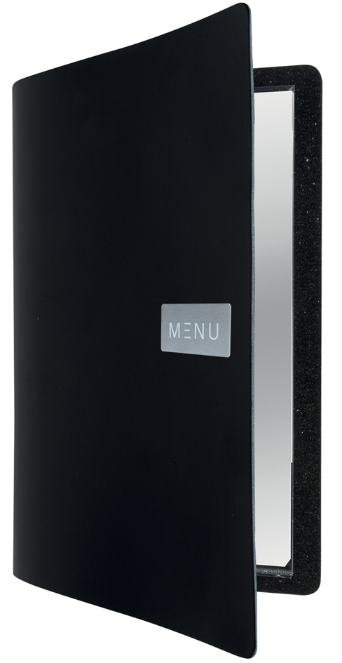 Securit Protège-menus 'RAW', A5, en cuir véritable, noir