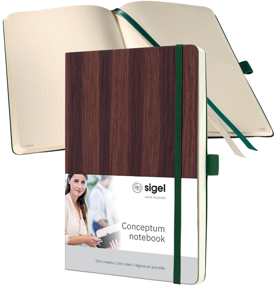sigel Carnet Conceptum Nature Edition, A5, bois, pointillé