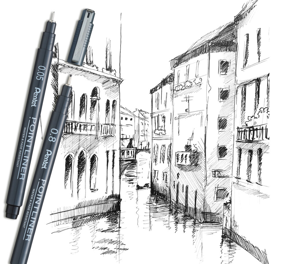 Pentel Feutre technique permanent Pointliner, set de 14