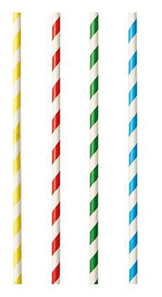 PAPSTAR Paille en papier 'Stripes', 210 mm, assorti