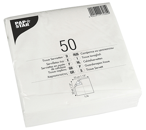 PAPSTAR Serviette, 330 x 330 mm, 2 couches, blanc