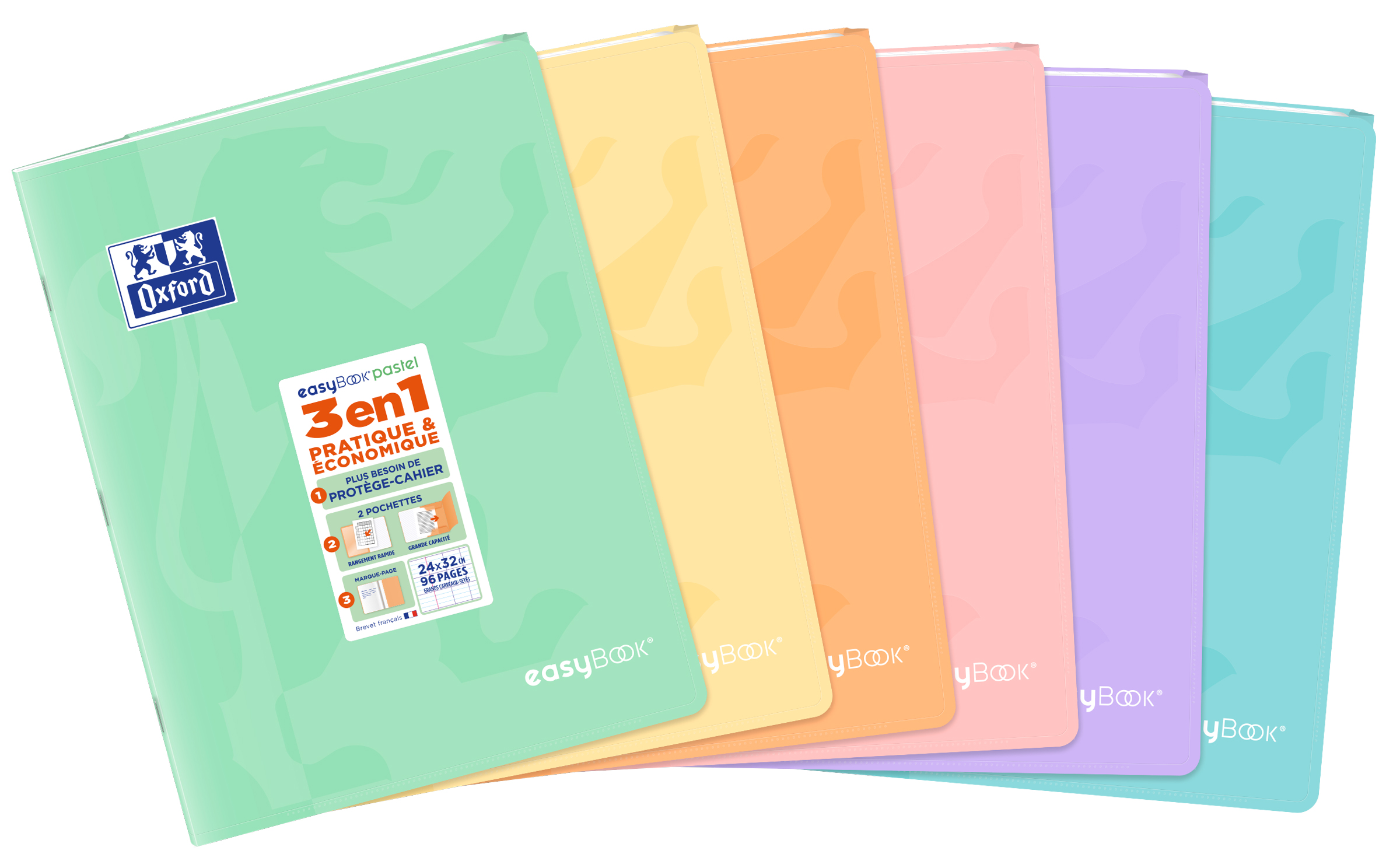 Oxford Cahier piqûre EasyBOOK Pastel, 240 x 320 mm, assorti