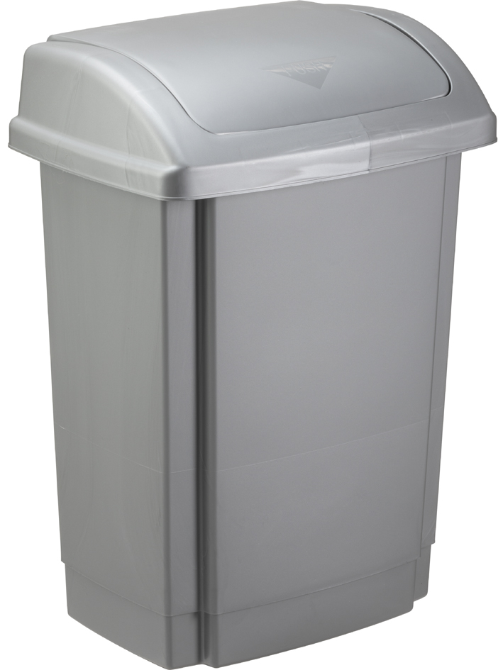past team Poubelle à couvercle basculant, 25 litres, argent