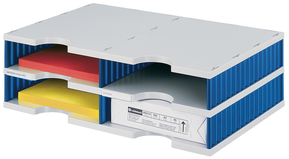 styro Module de base styrodoc duo 4 compartiments, bleu/gris