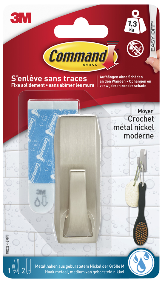 3M Command Crochet pour salle de bain métal 'Modern', argent