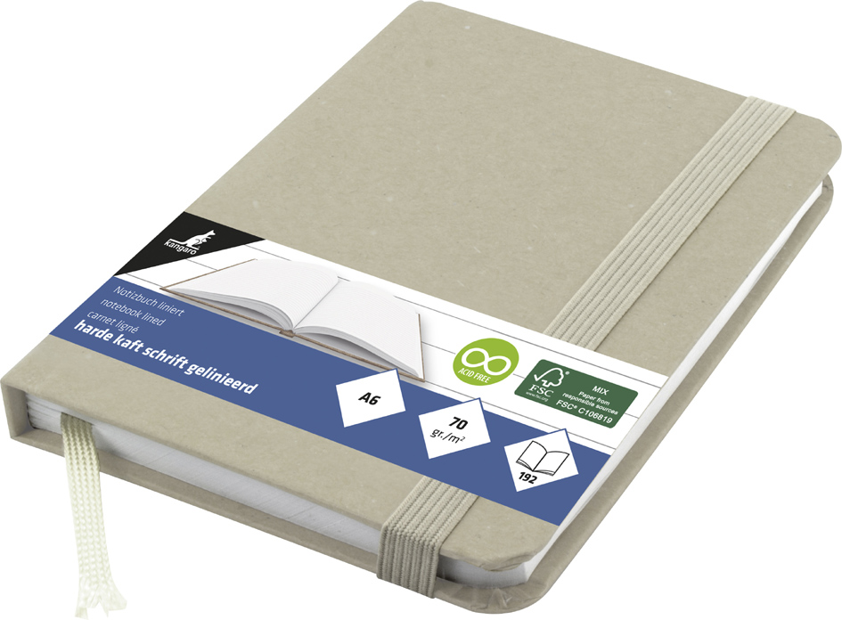 kangaro Carnet Kraft, A6, 192 pages, ligné