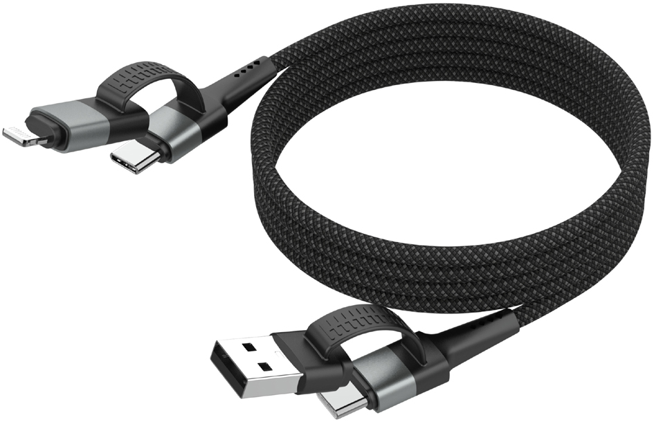 ANSMANN Câble magnétique charge et données 4en1, 1,2 m, noir