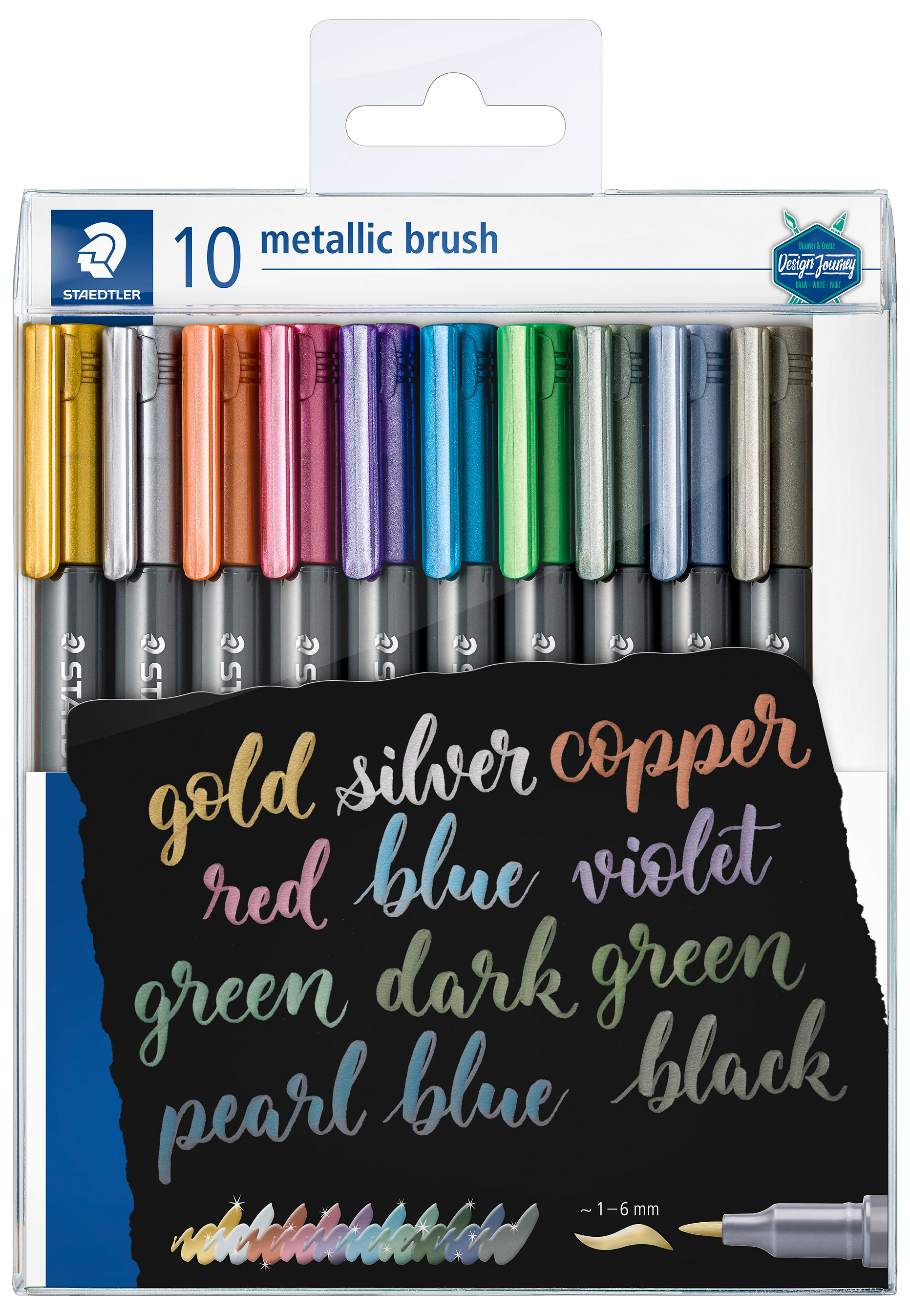 STAEDTLER Feutre pinceau metallic brush, étui de 10