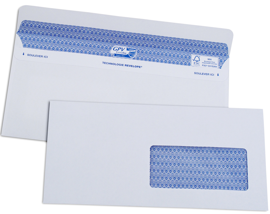 GPV Enveloppes SECURE, 112 x 225 mm, avec fenêtre, blanc