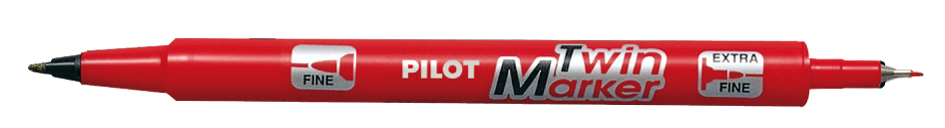 PILOT Marqueur permanent Twin Marker, extra fin, rouge