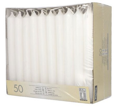 STARPAK Bougie de table, 21 mm, pack de 50 , blanc