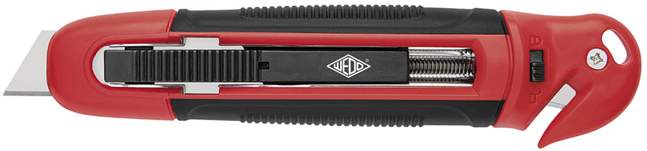WEDO Cutter de sécurité Standard, lame trapèze, noir/rouge