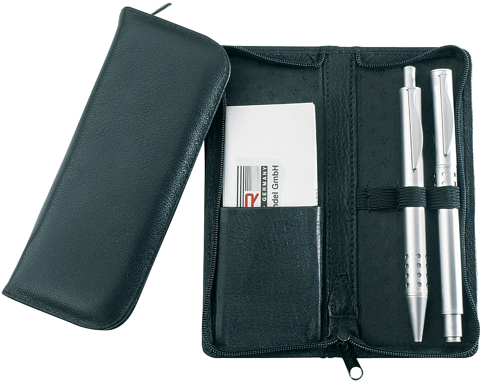 Alassio Etui pour stylos, pour 3 stylos, noir, en cuir