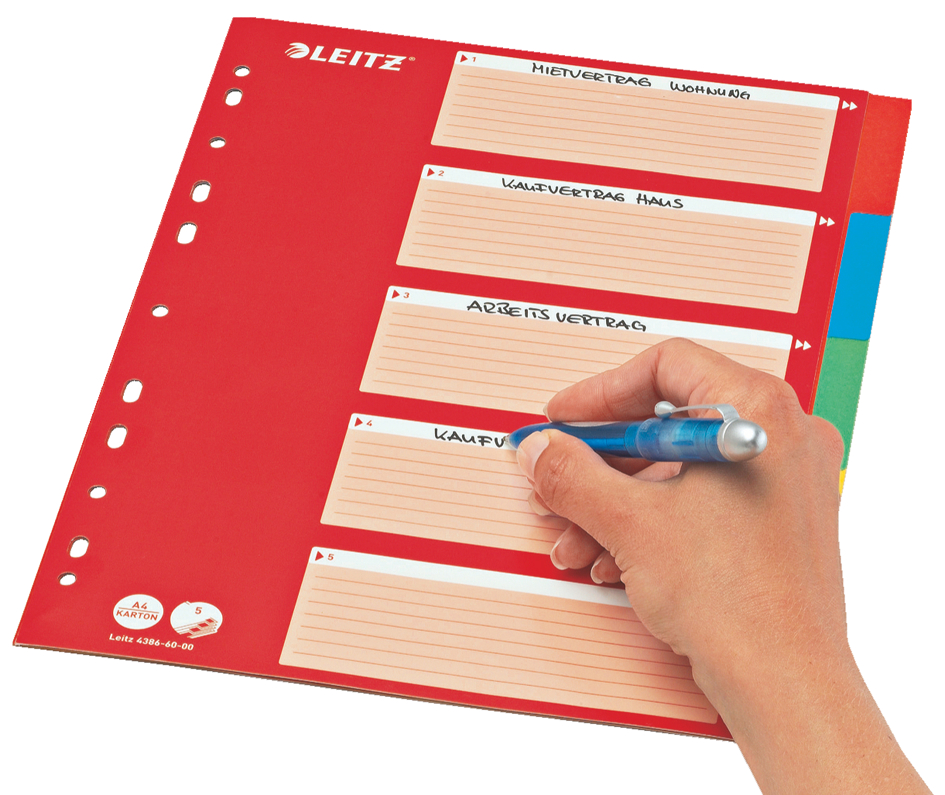 LEITZ Intercalaires en carton, blanc, A4, 10 touches,