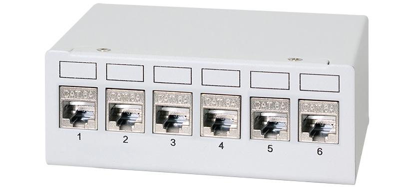 LogiLink Panneau de brassage cat.6A, 6 ports, gris clair