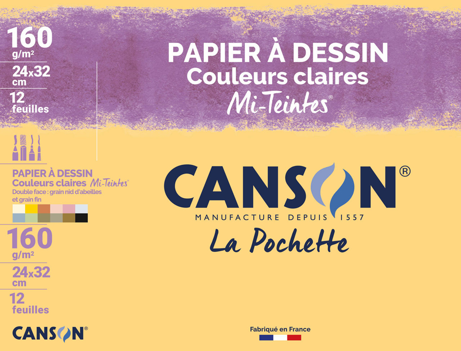 CANSON Papier dessin Mi-teintes, 240 x 320 mm, assorti