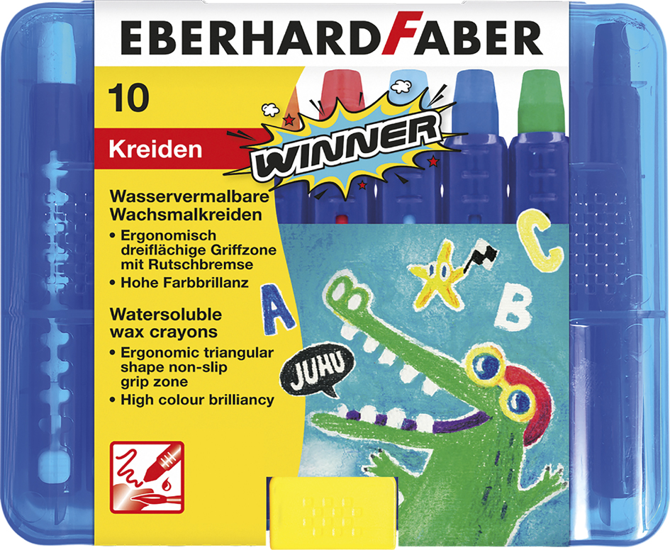 EBERHARD FABER Craie de cire triangulaire WINNER, étui de 10