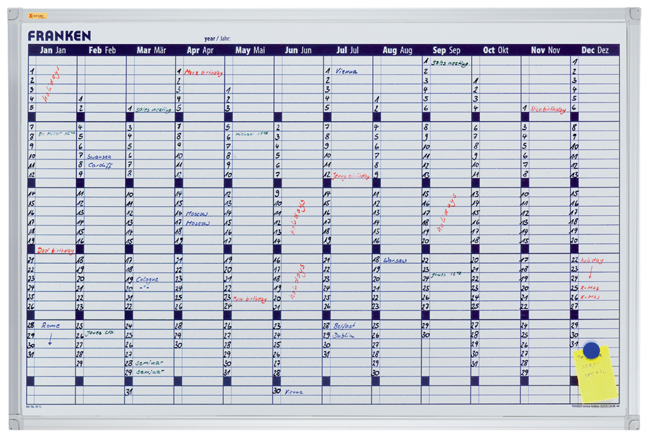 FRANKEN Tableau planning X-tra!Line calendrier, 900 x 600 mm