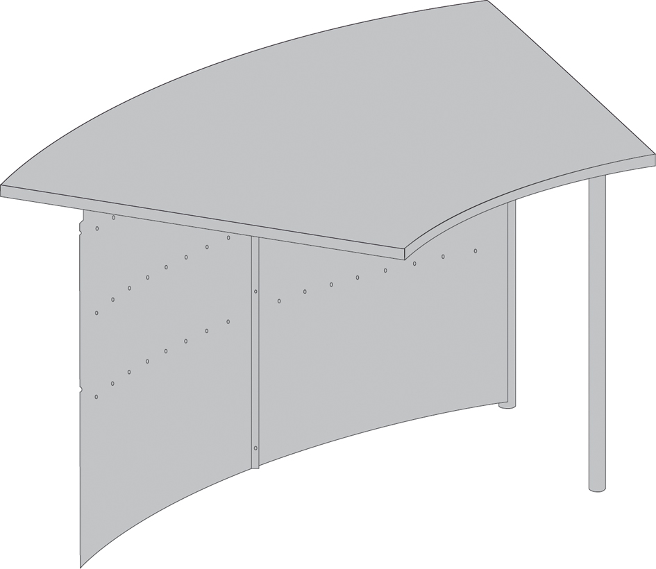 kerkmann Table modulaire Genua, 45 degrés, gris argent/hêtre