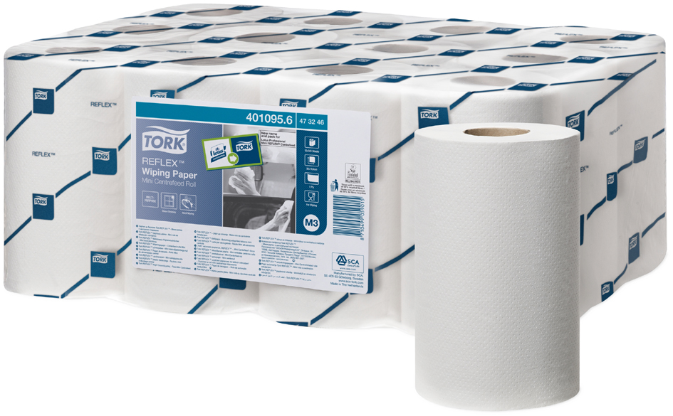 TORK Reflex Rouleau nettoyant multi-usage, 120,1 m, blanc