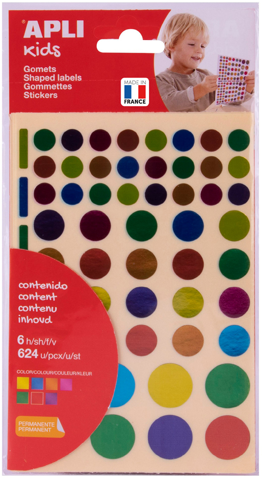 APLI kids Gommettes 'Rond' couleurs métallisées, assorti